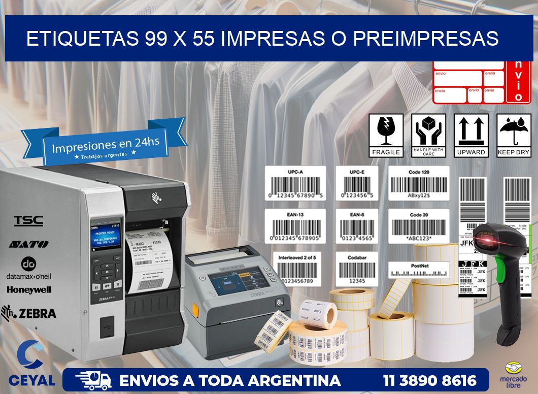 ETIQUETAS 99 x 55 IMPRESAS O PREIMPRESAS