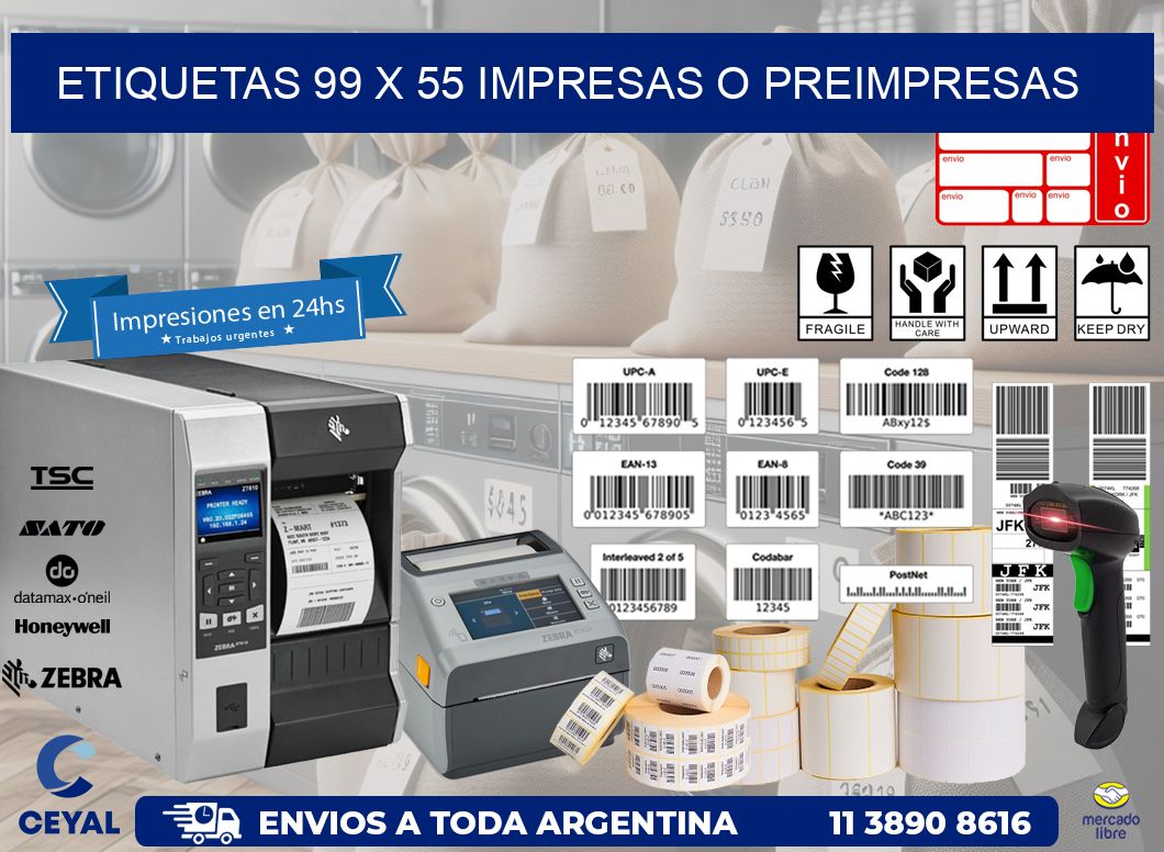 ETIQUETAS 99 x 55 IMPRESAS O PREIMPRESAS