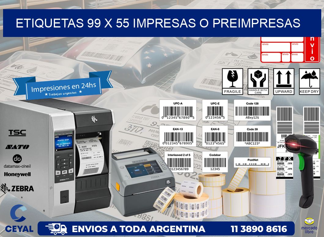 ETIQUETAS 99 x 55 IMPRESAS O PREIMPRESAS