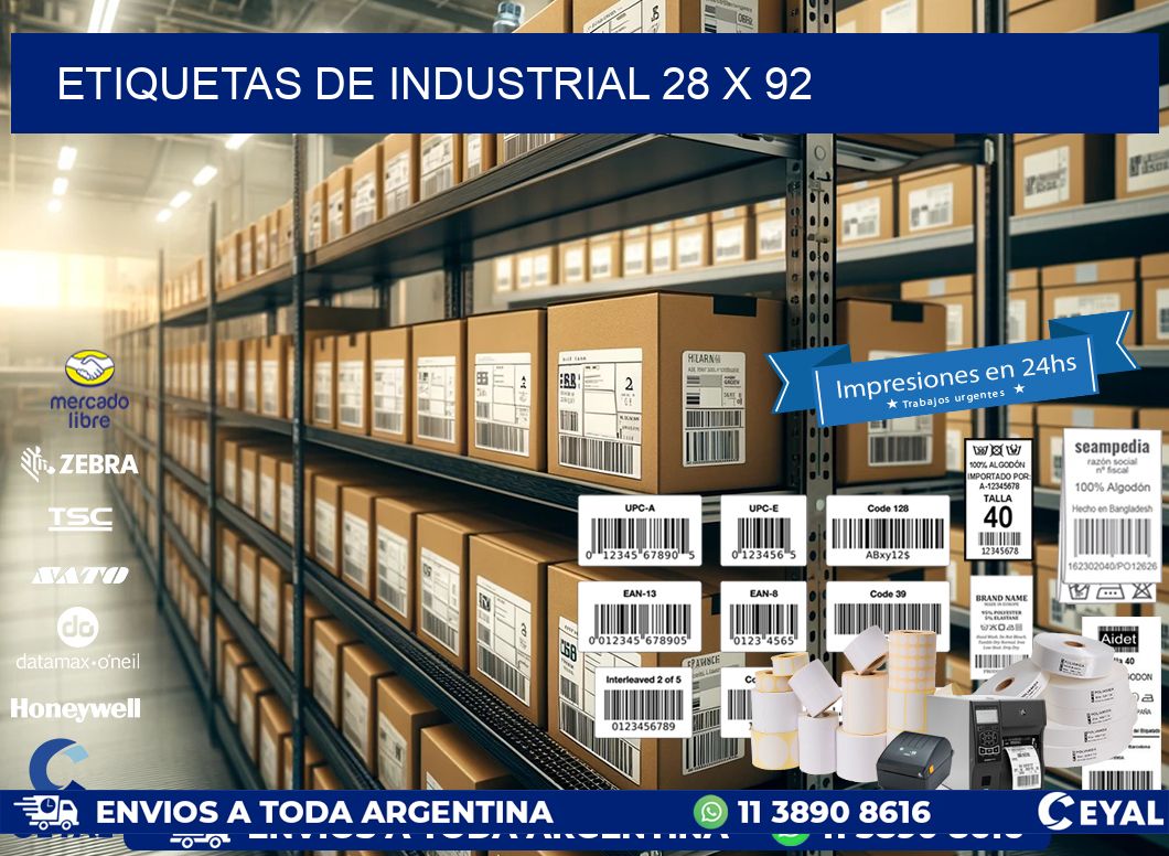 etiquetas de industrial 28 x 92