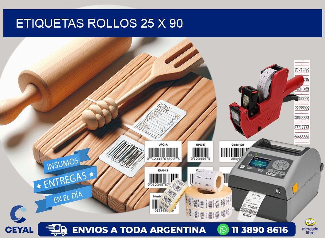 etiquetas rollos 25 x 90