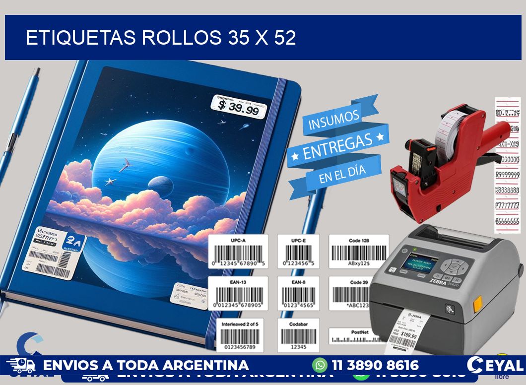 etiquetas rollos 35 x 52