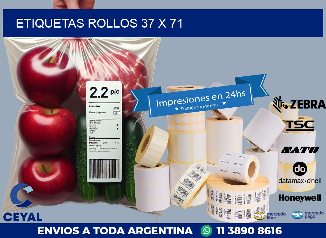 etiquetas rollos 37 x 71