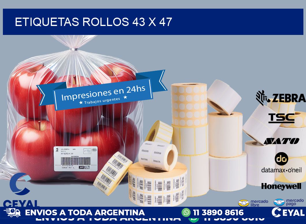 etiquetas rollos 43 x 47