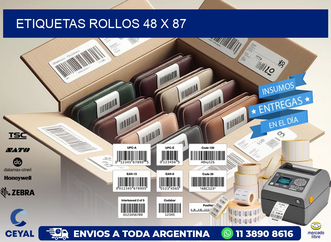 etiquetas rollos 48 x 87