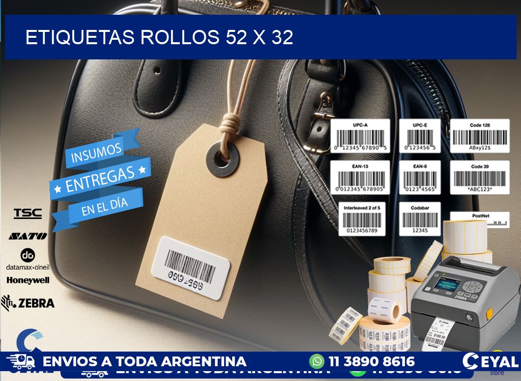 etiquetas rollos 52 x 32