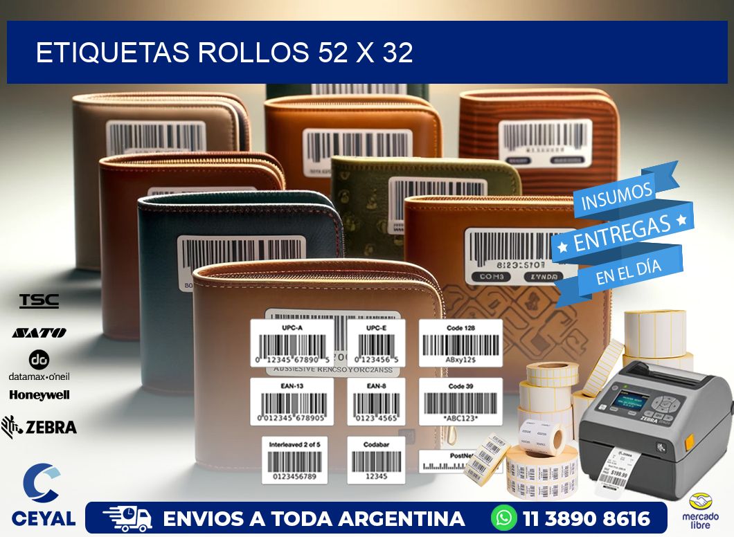 etiquetas rollos 52 x 32