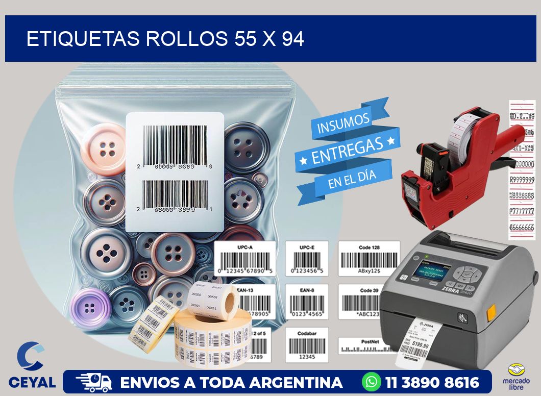 etiquetas rollos 55 x 94