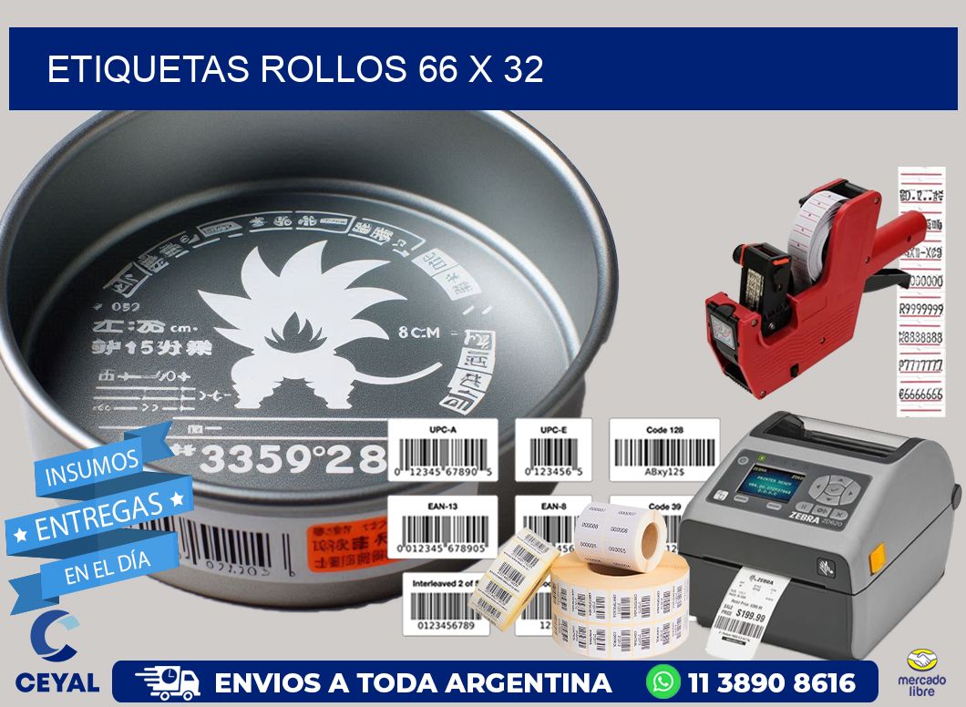 etiquetas rollos 66 x 32