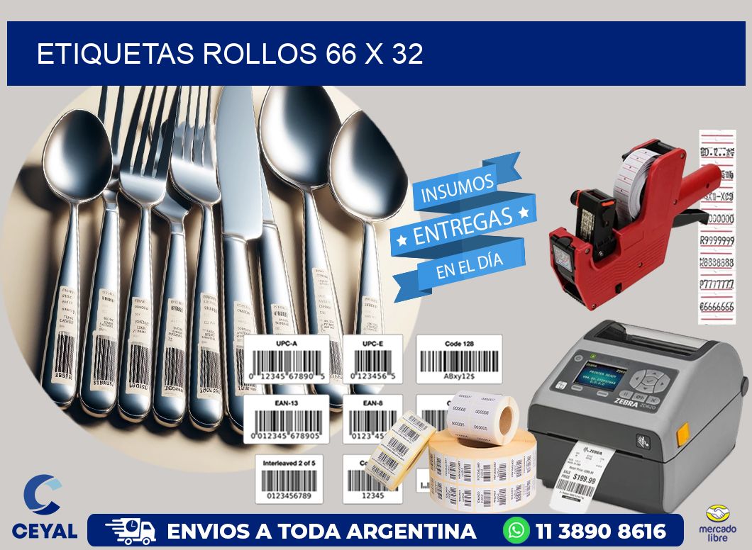 etiquetas rollos 66 x 32