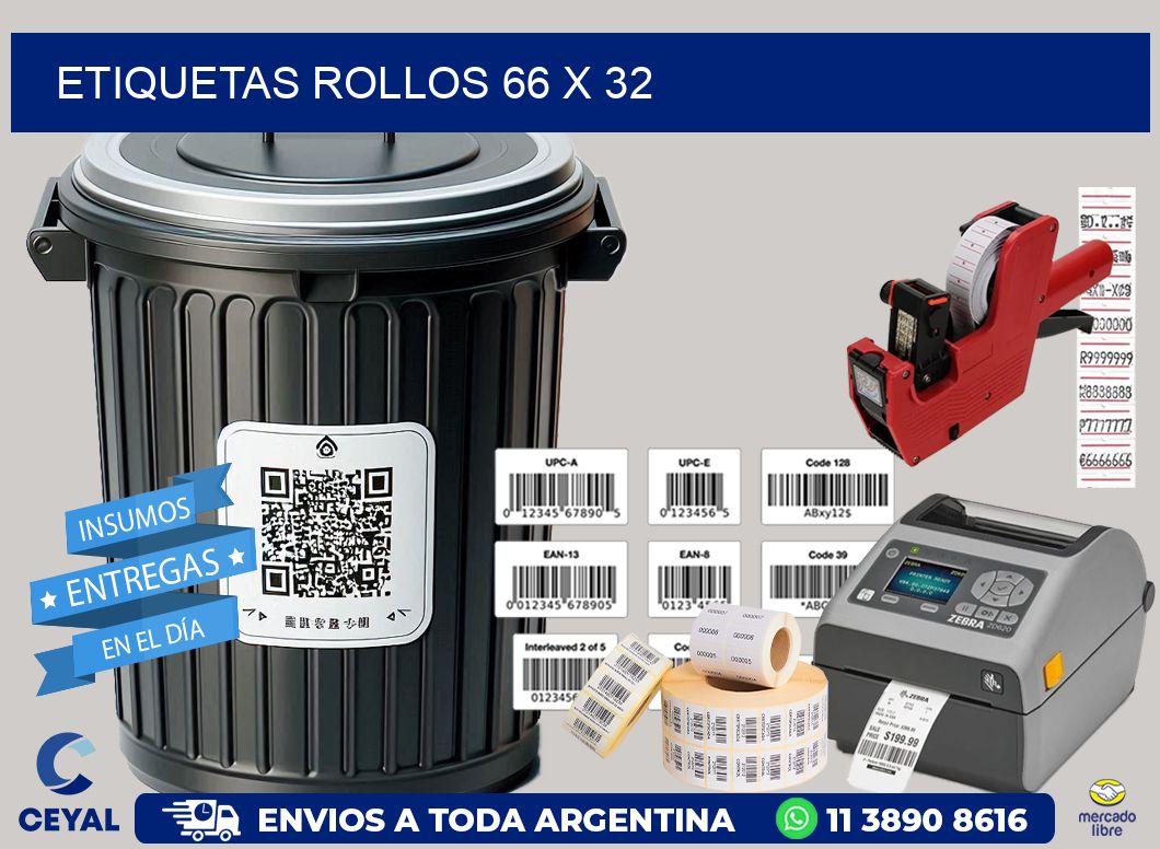 etiquetas rollos 66 x 32