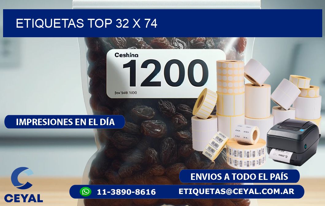 etiquetas top 32 x 74