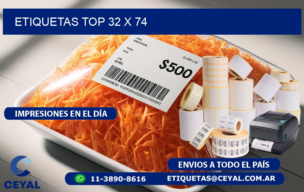 etiquetas top 32 x 74