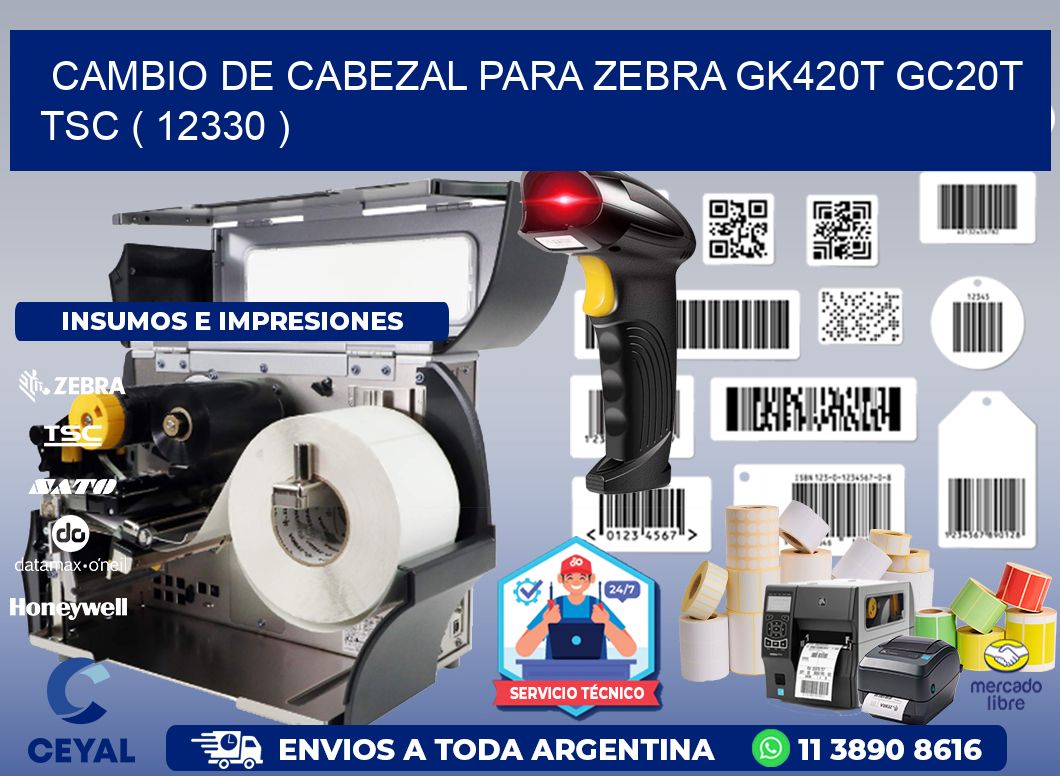 CAMBIO DE CABEZAL PARA ZEBRA GK420T GC20T TSC ( 12330 )