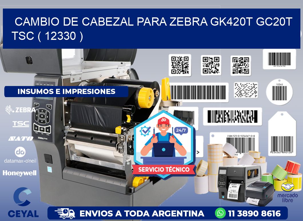 CAMBIO DE CABEZAL PARA ZEBRA GK420T GC20T TSC ( 12330 )