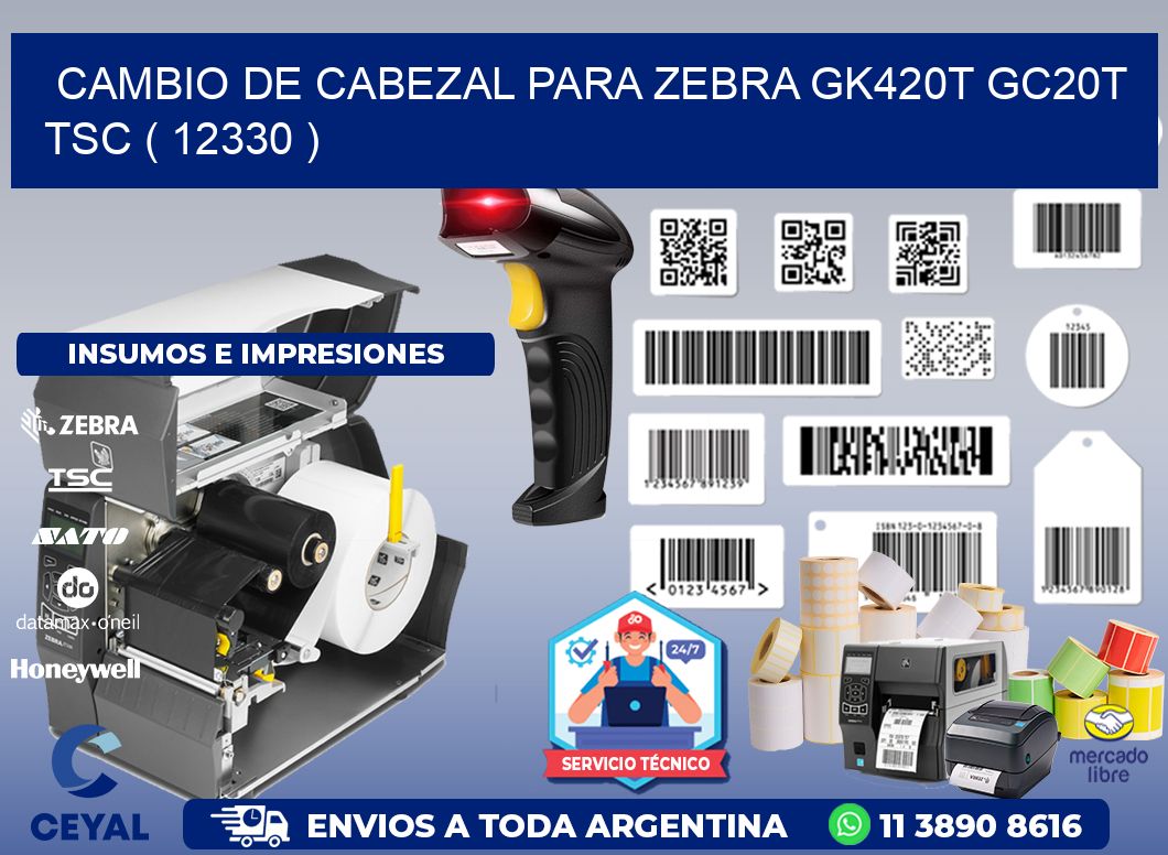 CAMBIO DE CABEZAL PARA ZEBRA GK420T GC20T TSC ( 12330 )