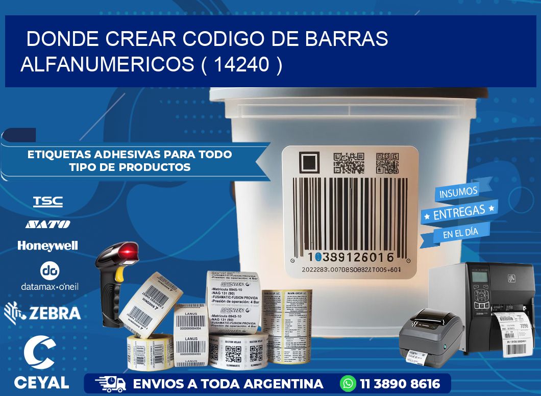 DONDE CREAR CODIGO DE BARRAS ALFANUMERICOS ( 14240 )