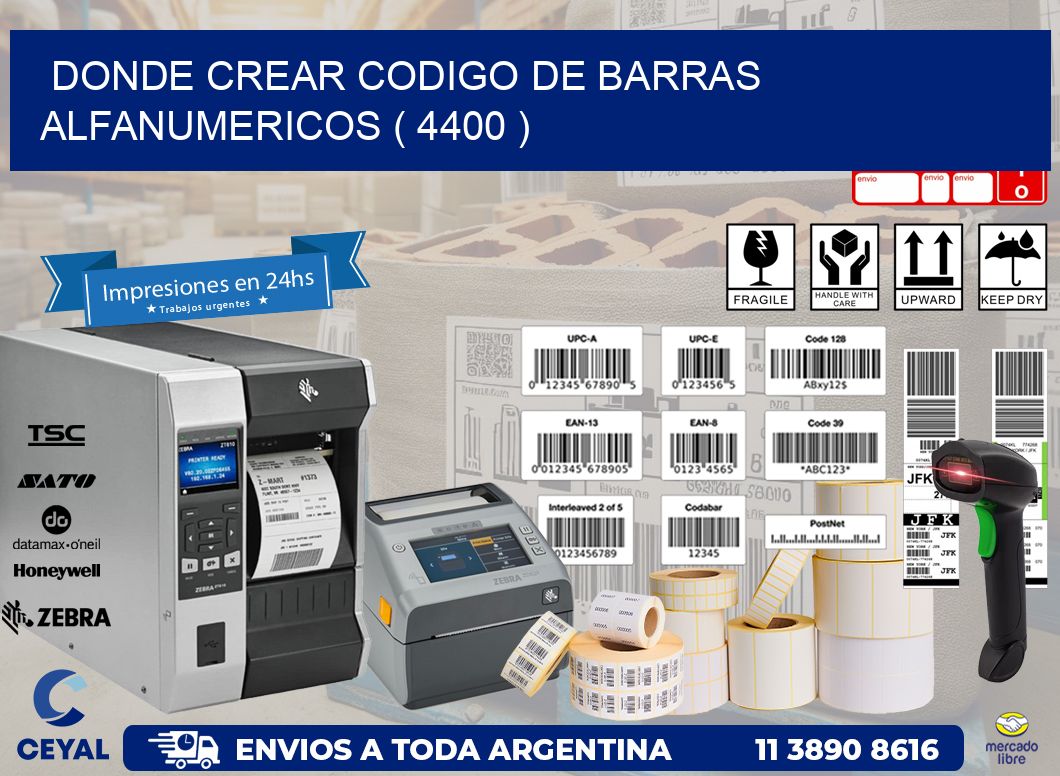 DONDE CREAR CODIGO DE BARRAS ALFANUMERICOS ( 4400 )