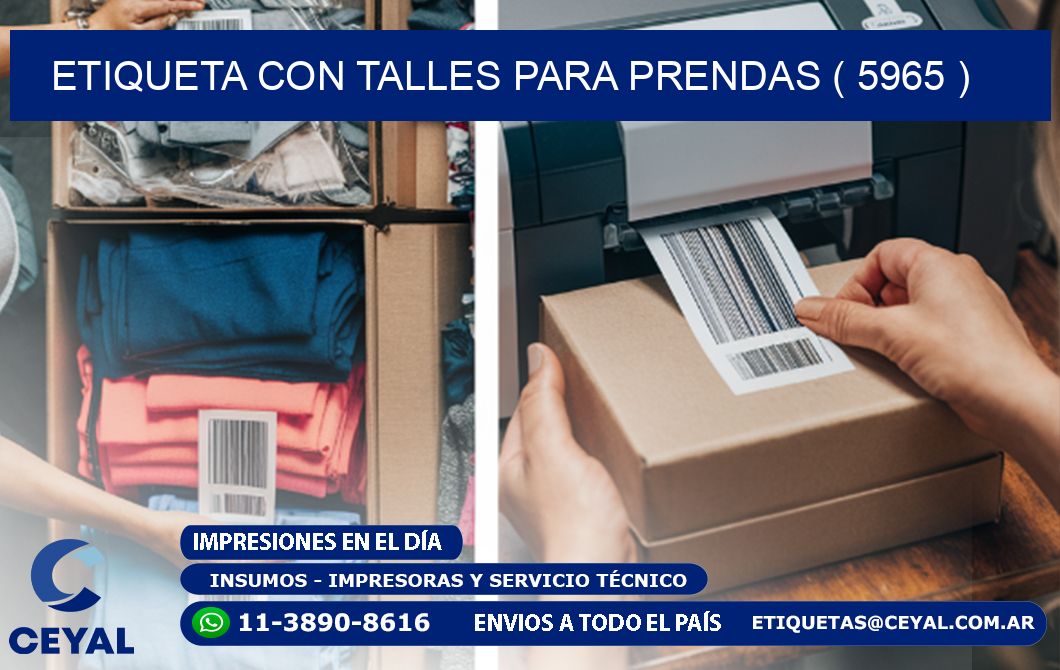 ETIQUETA CON TALLES PARA PRENDAS ( 5965 )