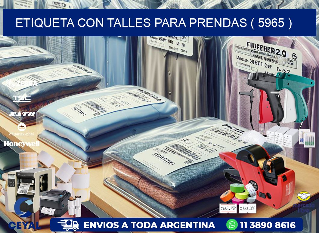 ETIQUETA CON TALLES PARA PRENDAS ( 5965 )