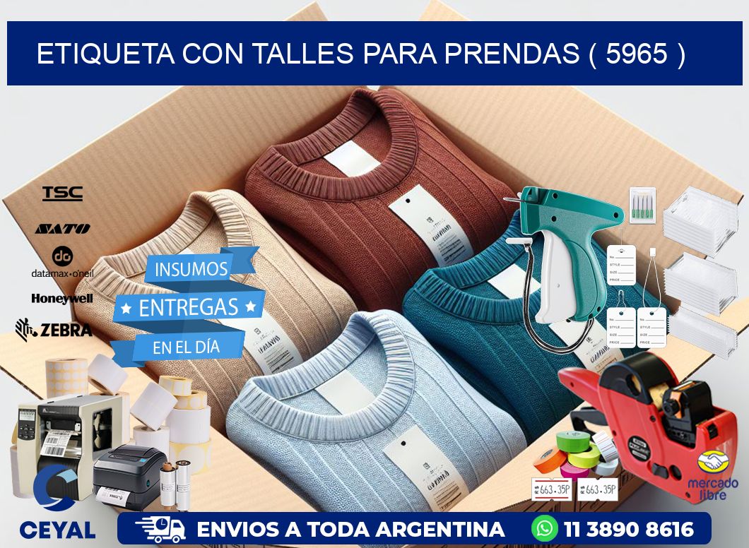 ETIQUETA CON TALLES PARA PRENDAS ( 5965 )