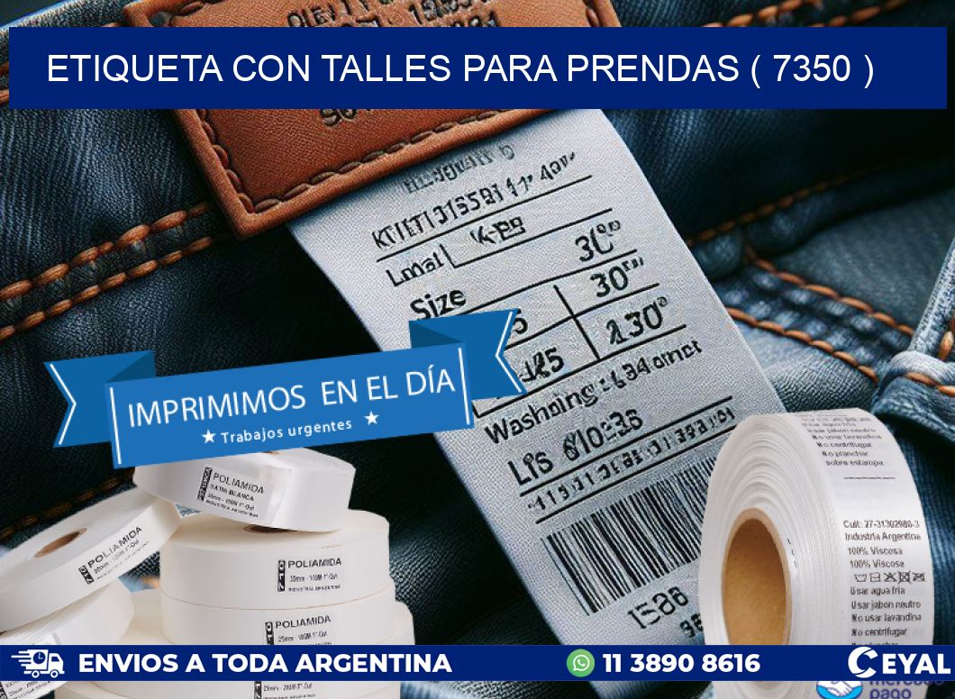 ETIQUETA CON TALLES PARA PRENDAS ( 7350 )