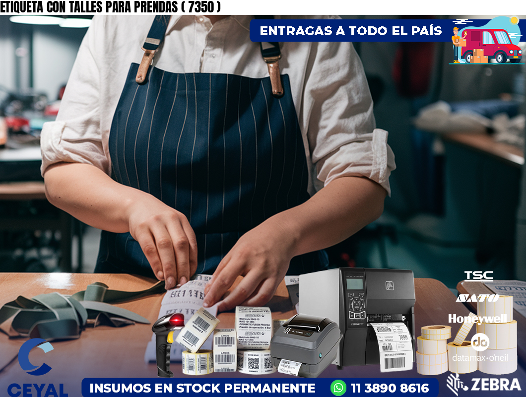 ETIQUETA CON TALLES PARA PRENDAS ( 7350 )