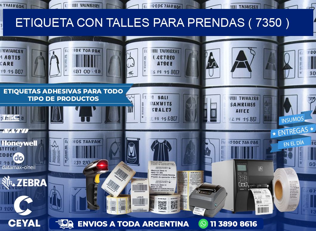 ETIQUETA CON TALLES PARA PRENDAS ( 7350 )