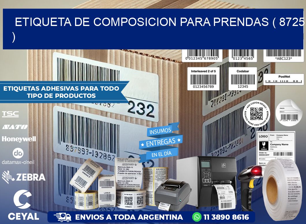 ETIQUETA DE COMPOSICION PARA PRENDAS ( 8725 )