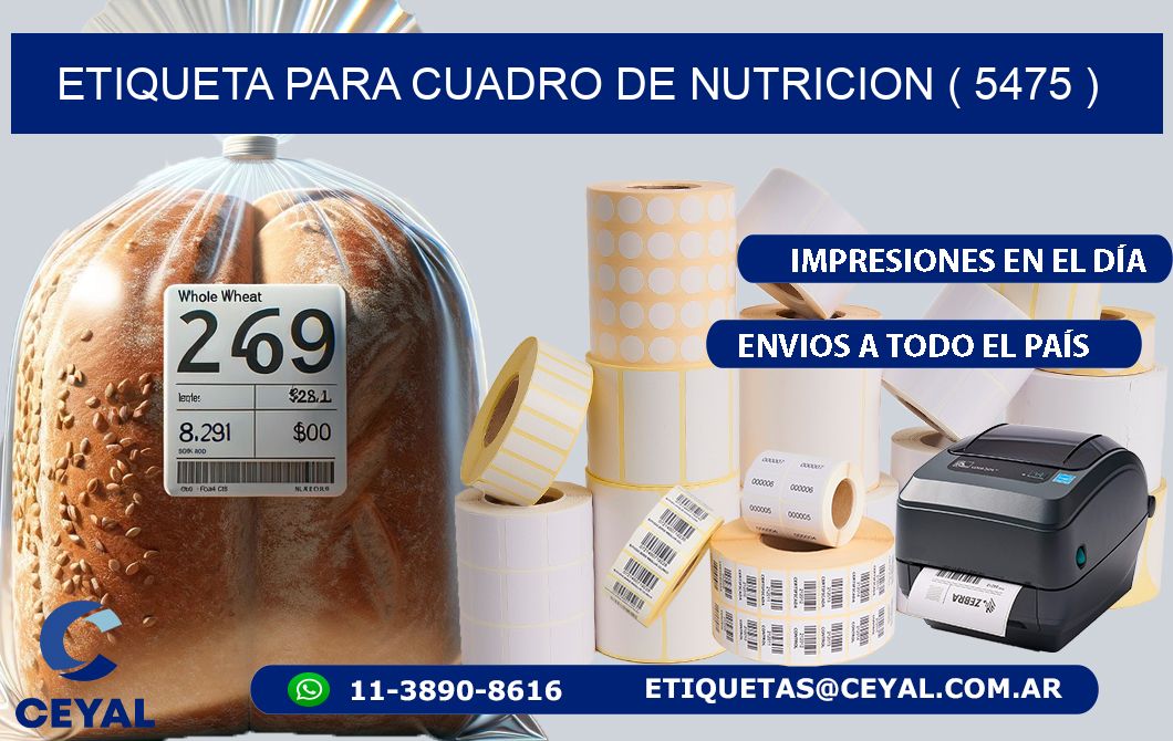 ETIQUETA PARA CUADRO DE NUTRICION ( 5475 )