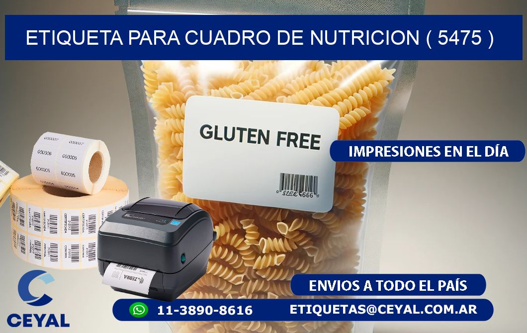 ETIQUETA PARA CUADRO DE NUTRICION ( 5475 )