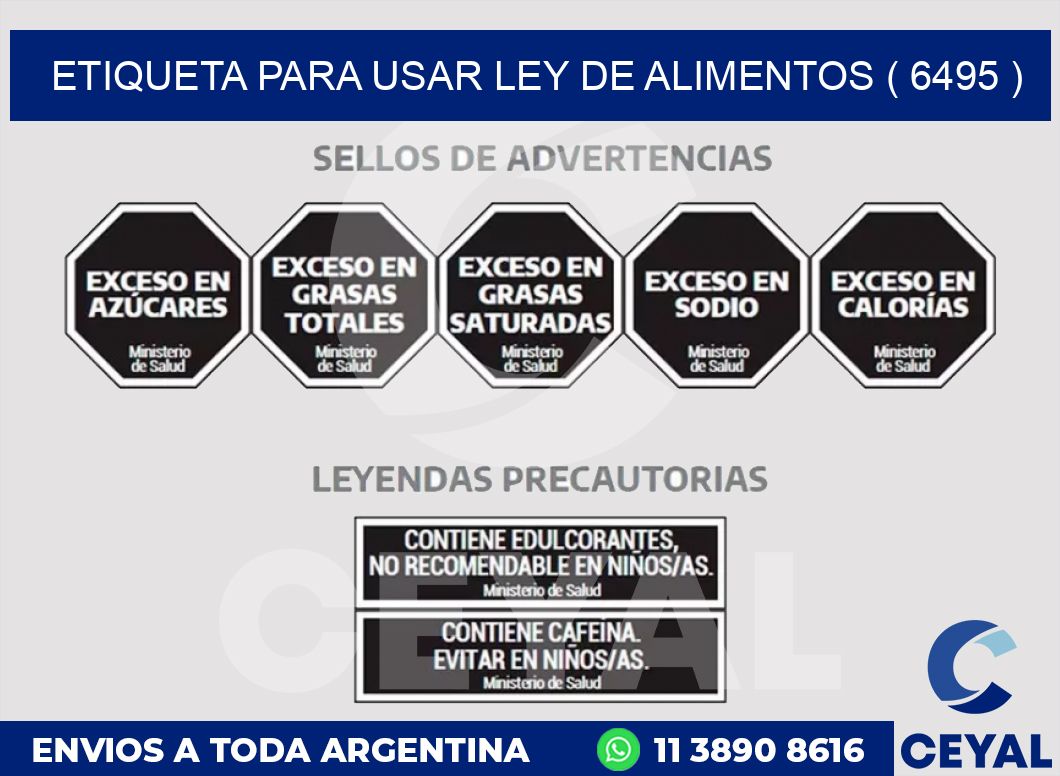 ETIQUETA PARA USAR LEY DE ALIMENTOS ( 6495 )