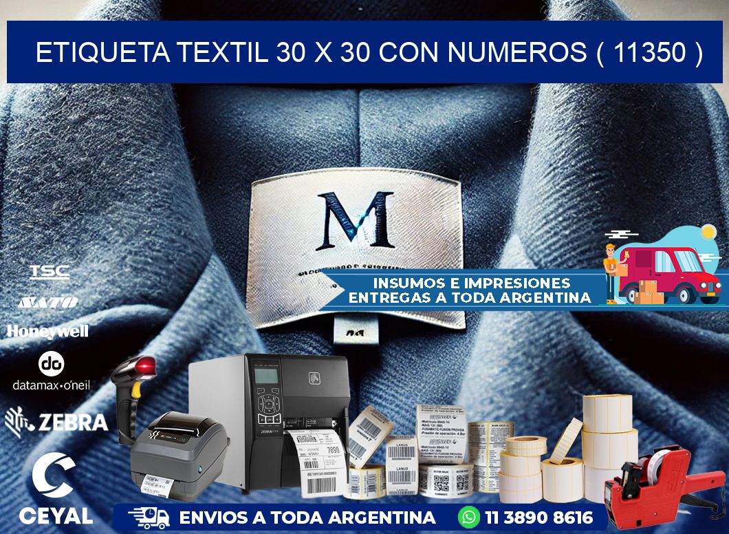 ETIQUETA TEXTIL 30 X 30 CON NUMEROS ( 11350 )