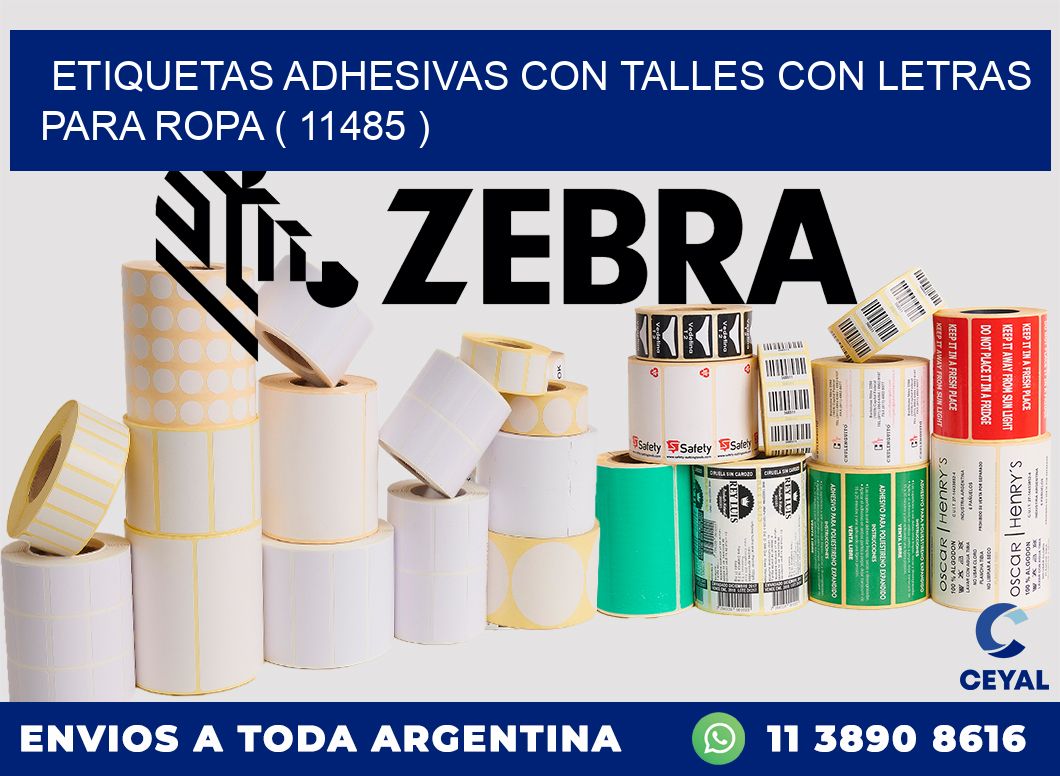 ETIQUETAS ADHESIVAS CON TALLES CON LETRAS PARA ROPA ( 11485 )