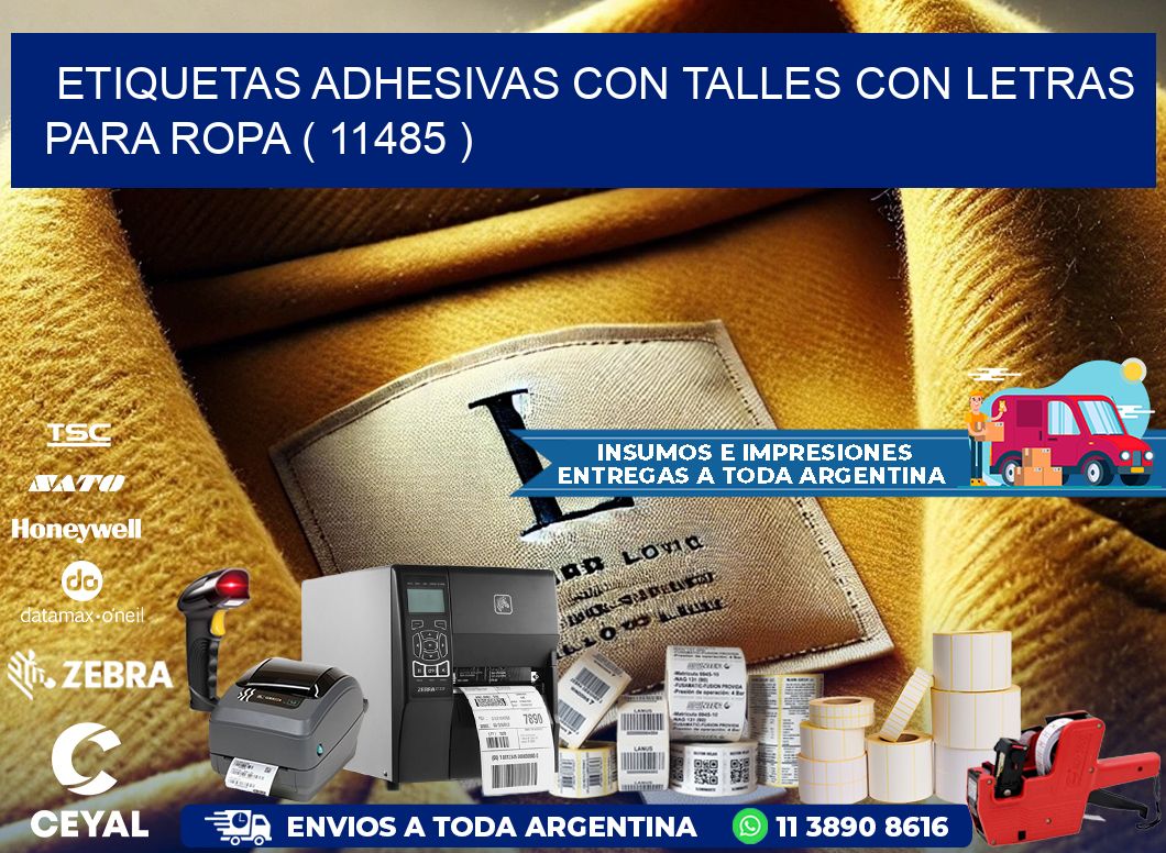 ETIQUETAS ADHESIVAS CON TALLES CON LETRAS PARA ROPA ( 11485 )