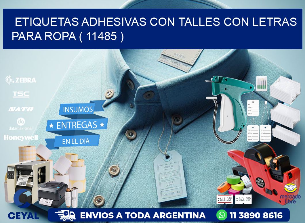 ETIQUETAS ADHESIVAS CON TALLES CON LETRAS PARA ROPA ( 11485 )