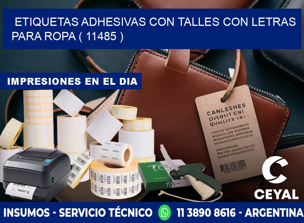 ETIQUETAS ADHESIVAS CON TALLES CON LETRAS PARA ROPA ( 11485 )