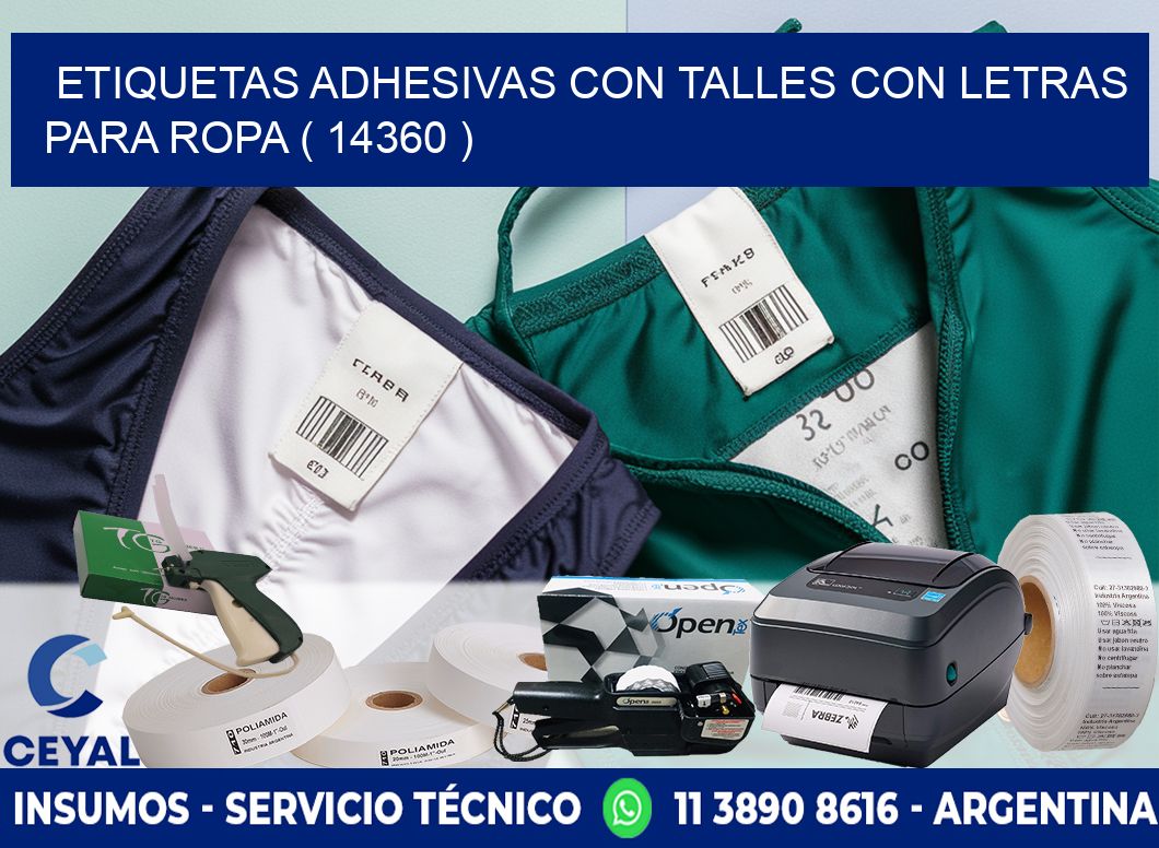 ETIQUETAS ADHESIVAS CON TALLES CON LETRAS PARA ROPA ( 14360 )