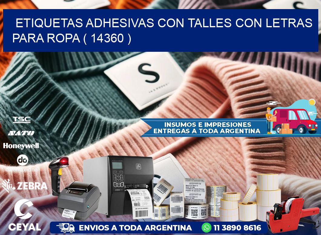 ETIQUETAS ADHESIVAS CON TALLES CON LETRAS PARA ROPA ( 14360 )