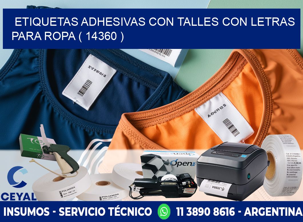 ETIQUETAS ADHESIVAS CON TALLES CON LETRAS PARA ROPA ( 14360 )