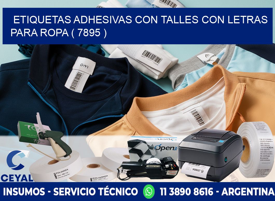 ETIQUETAS ADHESIVAS CON TALLES CON LETRAS PARA ROPA ( 7895 )