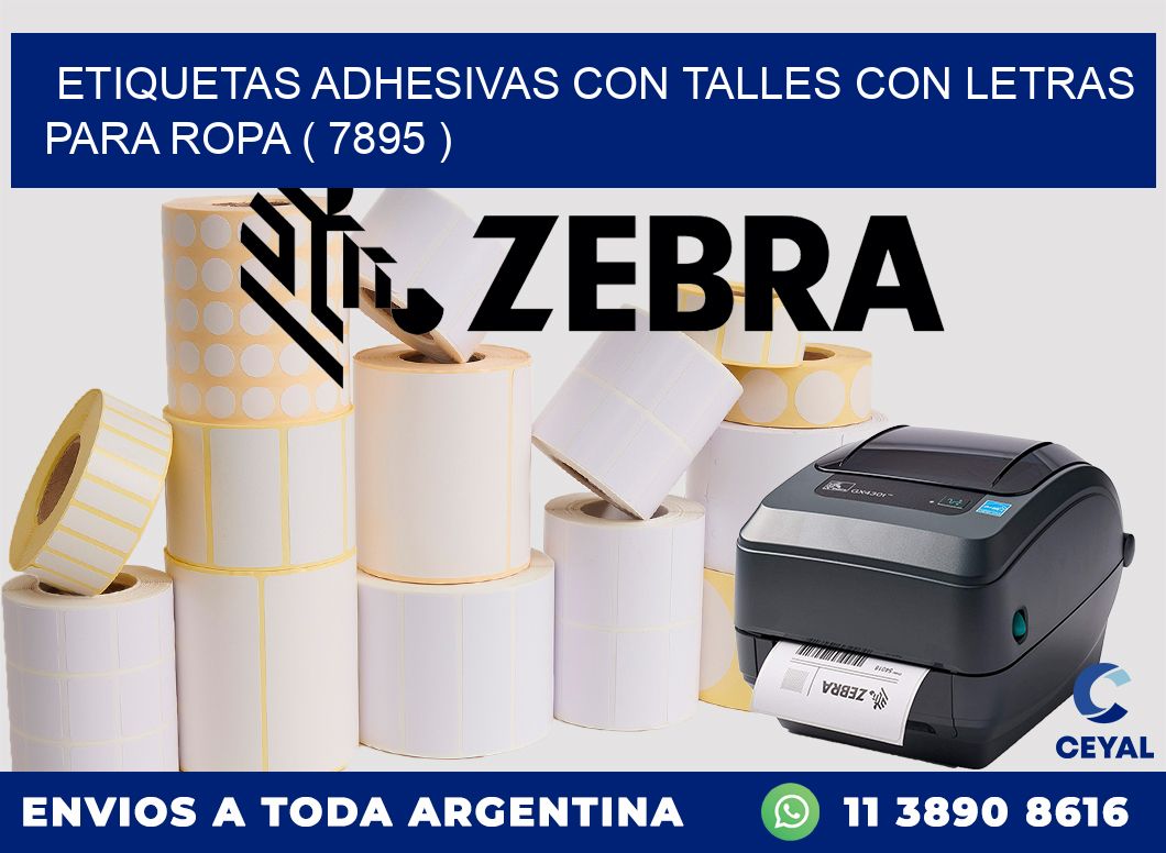 ETIQUETAS ADHESIVAS CON TALLES CON LETRAS PARA ROPA ( 7895 )