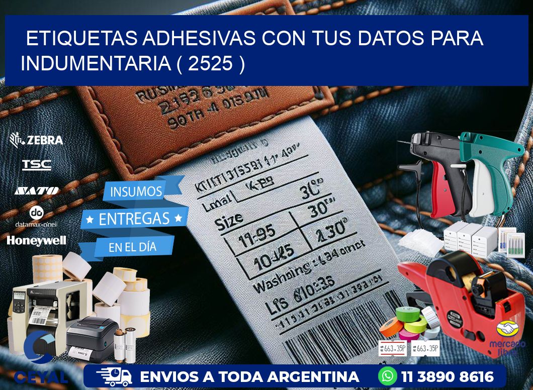 ETIQUETAS ADHESIVAS CON TUS DATOS PARA INDUMENTARIA ( 2525 )