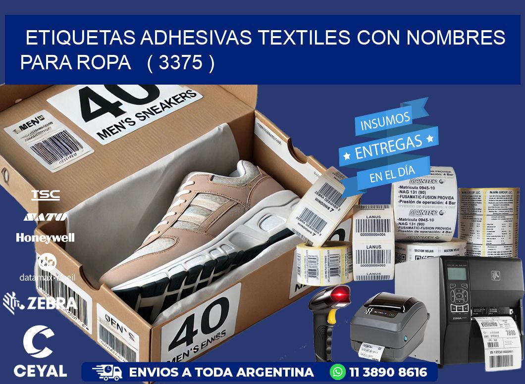 ETIQUETAS ADHESIVAS TEXTILES CON NOMBRES PARA ROPA   ( 3375 )