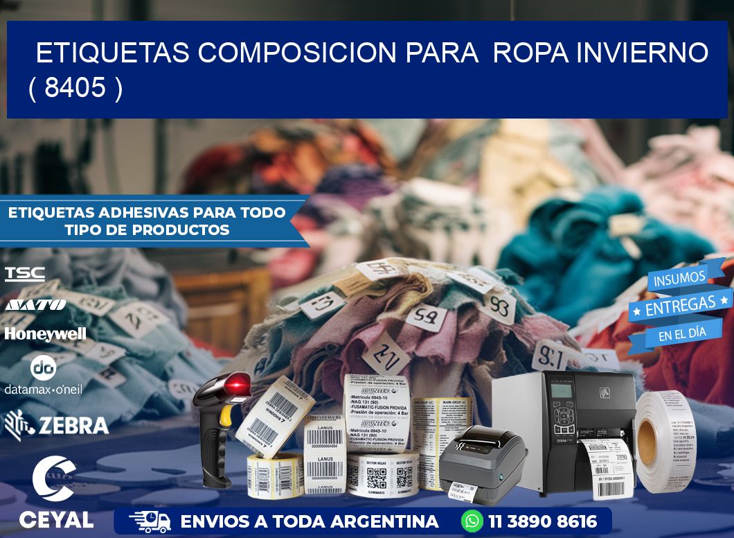 ETIQUETAS COMPOSICION PARA  ROPA INVIERNO   ( 8405 )