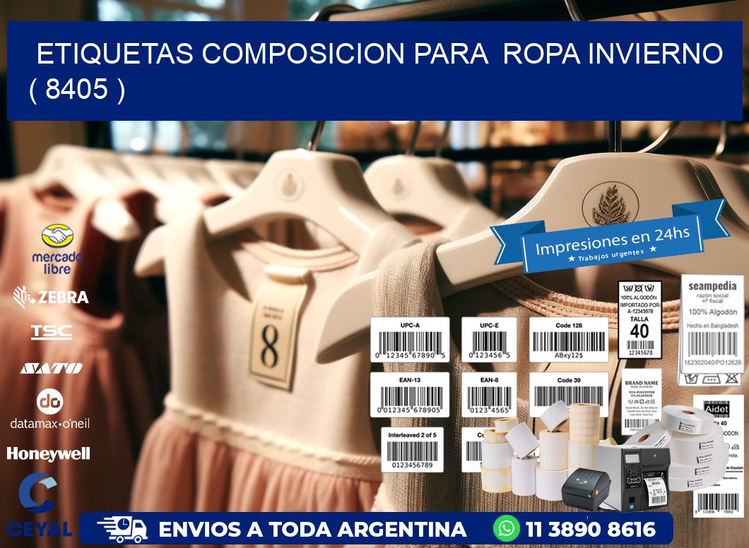 ETIQUETAS COMPOSICION PARA  ROPA INVIERNO   ( 8405 )