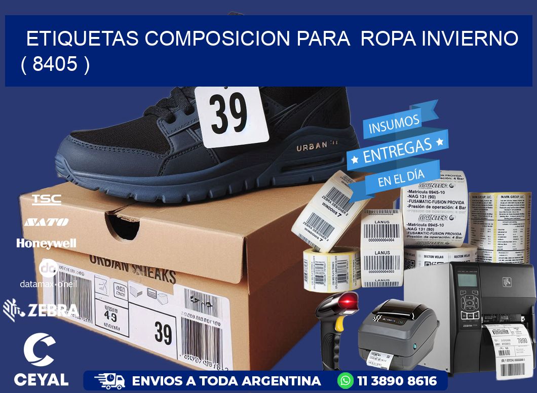 ETIQUETAS COMPOSICION PARA  ROPA INVIERNO   ( 8405 )