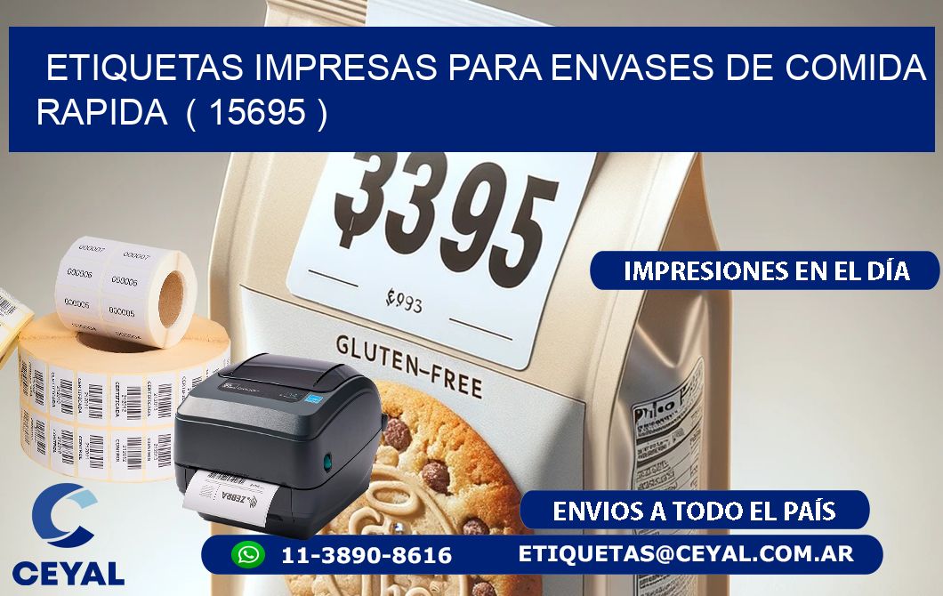 ETIQUETAS IMPRESAS PARA ENVASES DE COMIDA RAPIDA  ( 15695 )