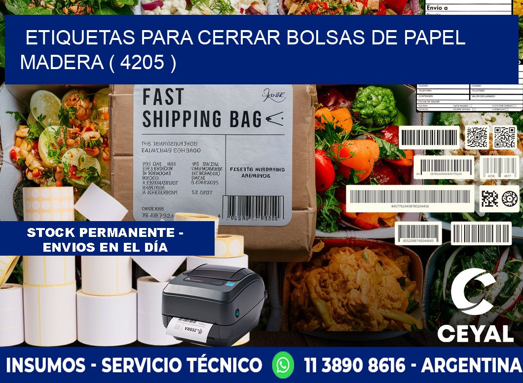 ETIQUETAS PARA CERRAR BOLSAS DE PAPEL MADERA ( 4205 )