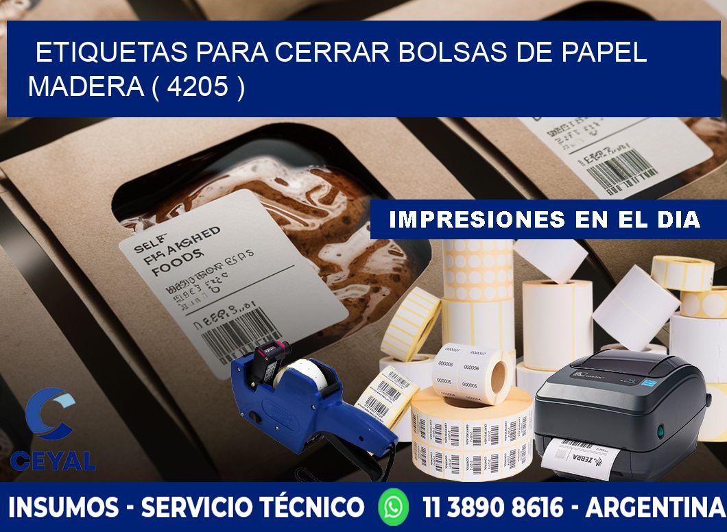 ETIQUETAS PARA CERRAR BOLSAS DE PAPEL MADERA ( 4205 )